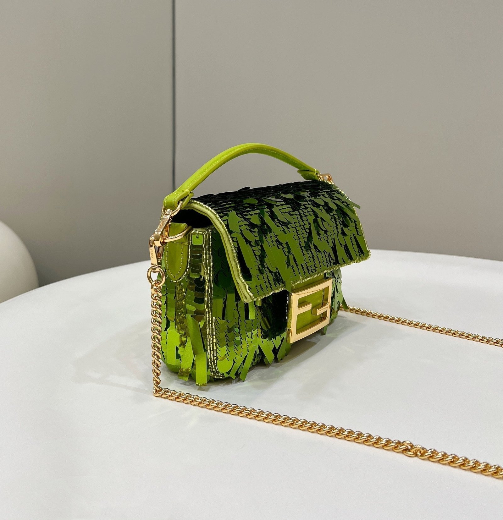 Alternative view of Fendi Baguette Mini 19 Limerick Green Sequins