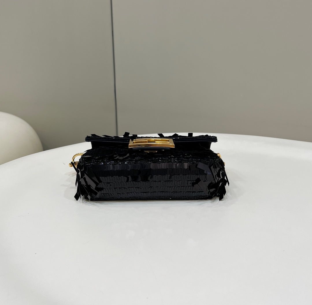 Fendi Baguette Mini 19 Black Sequins Gold Hardware - Image 4