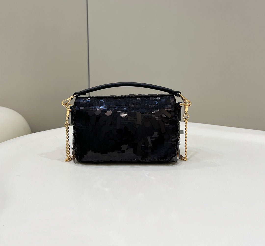 Fendi Baguette Mini 19 Black Sequins Gold Hardware - Image 3
