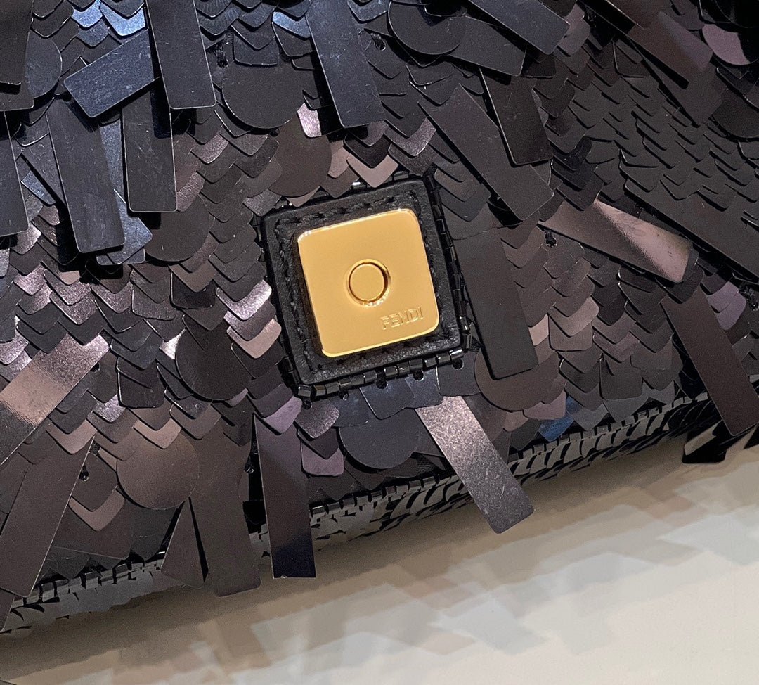 Fendi Baguette Mini 19 Black Sequins Gold Hardware - Image 7