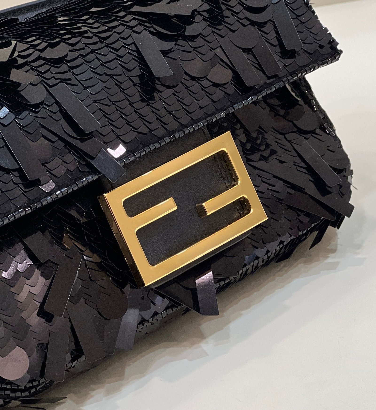 Fendi Baguette Mini 19 Black Sequins Gold Hardware - Image 5