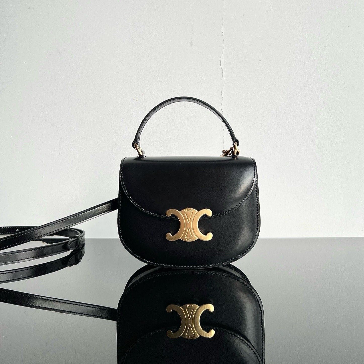 Celine Triomphe 18 Black Calfskin Bag