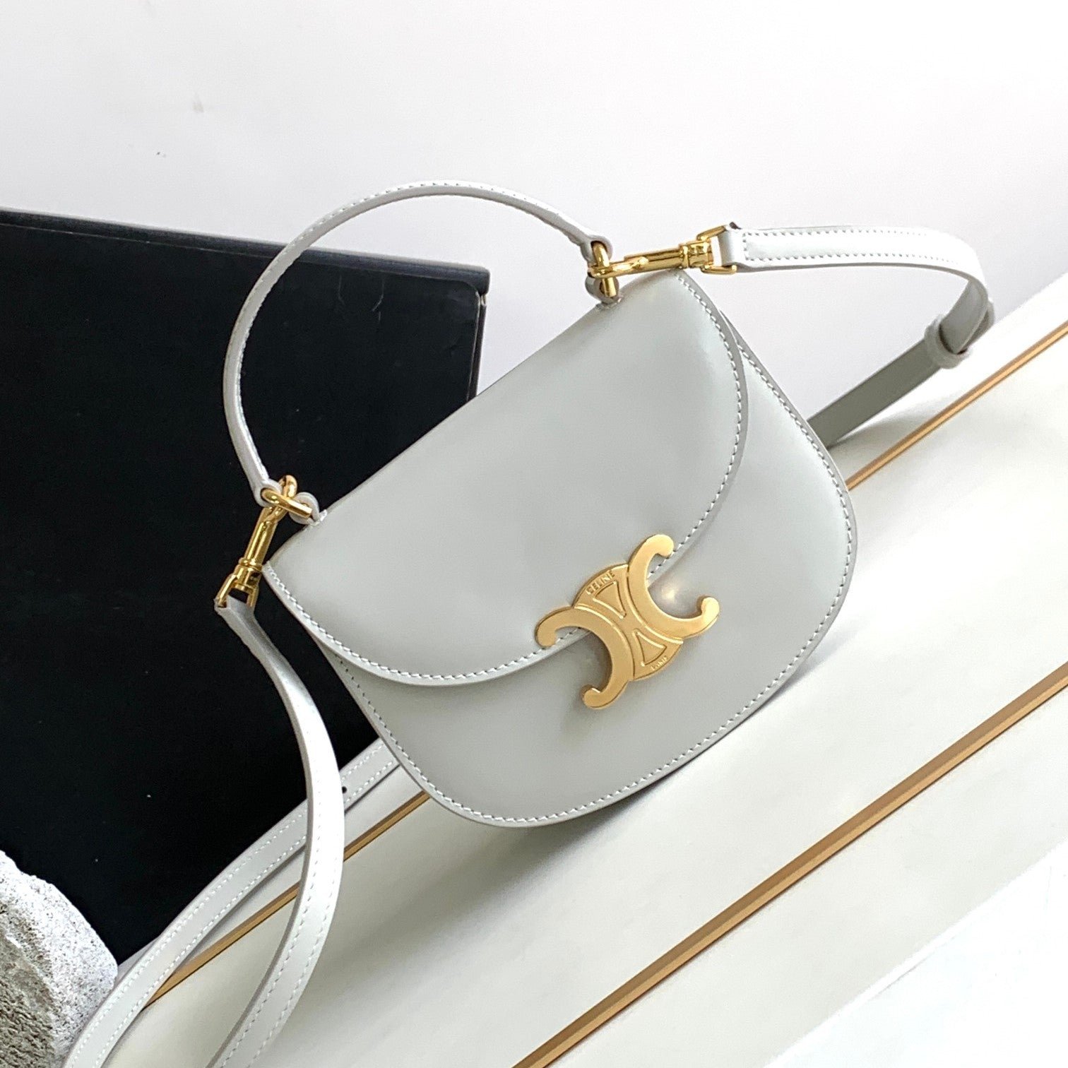 Celine Triomphe Grey Calfskin