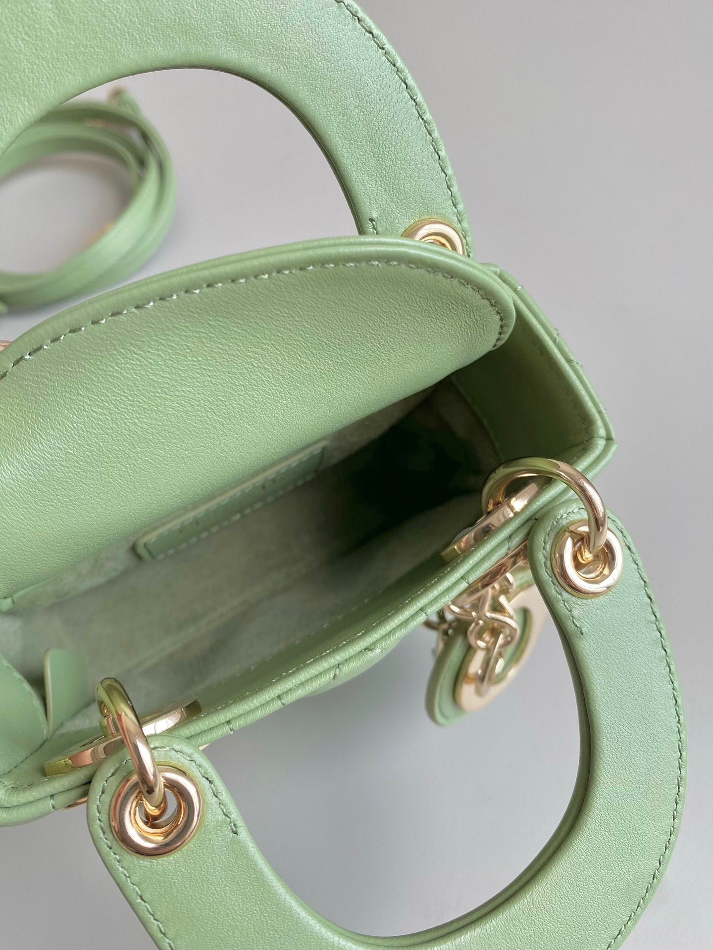 Dior Micro Lady 12 Lambskin Bag Light Green - Image 7