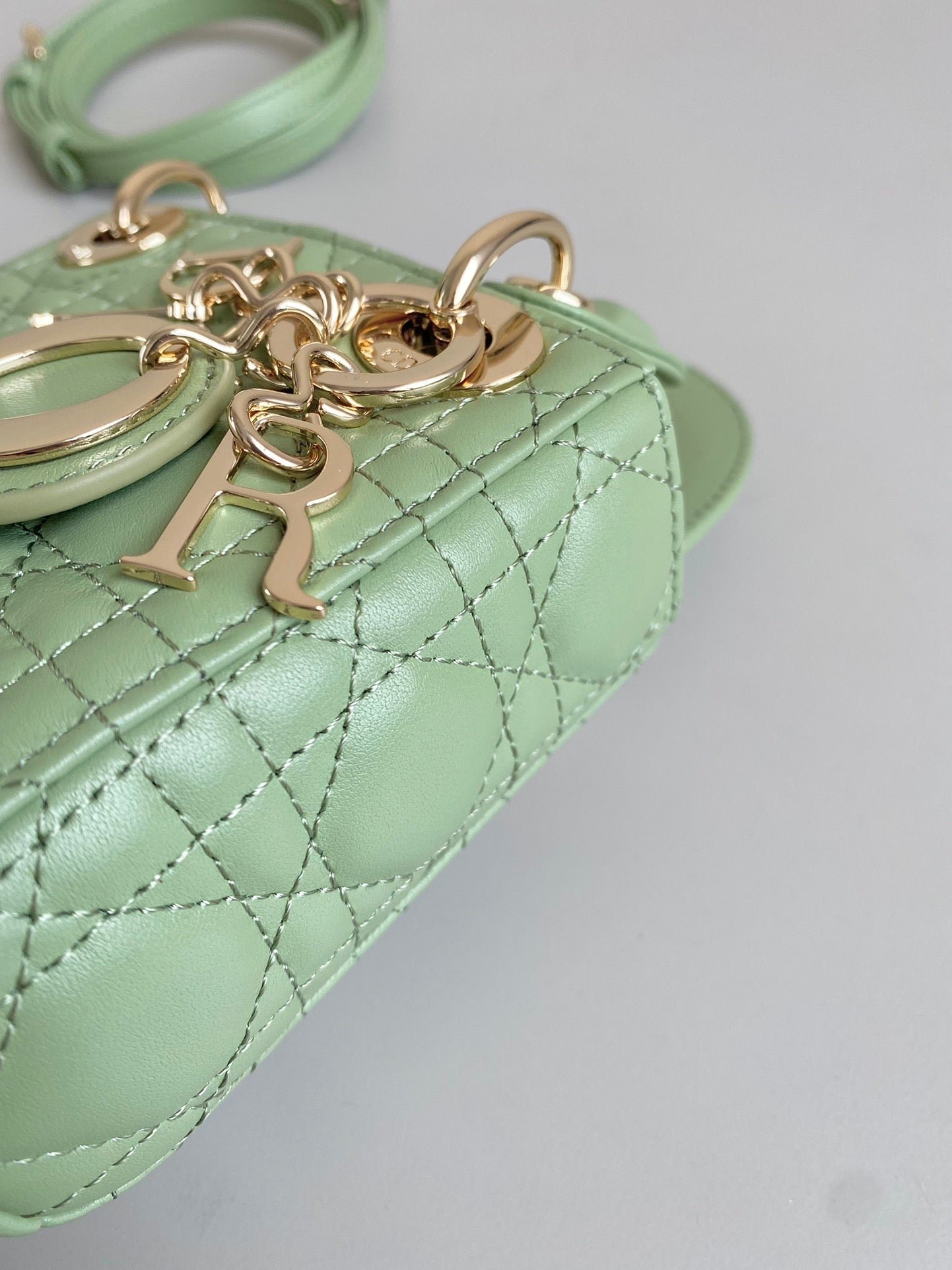 Dior Micro Lady 12 Lambskin Bag Light Green - Image 6