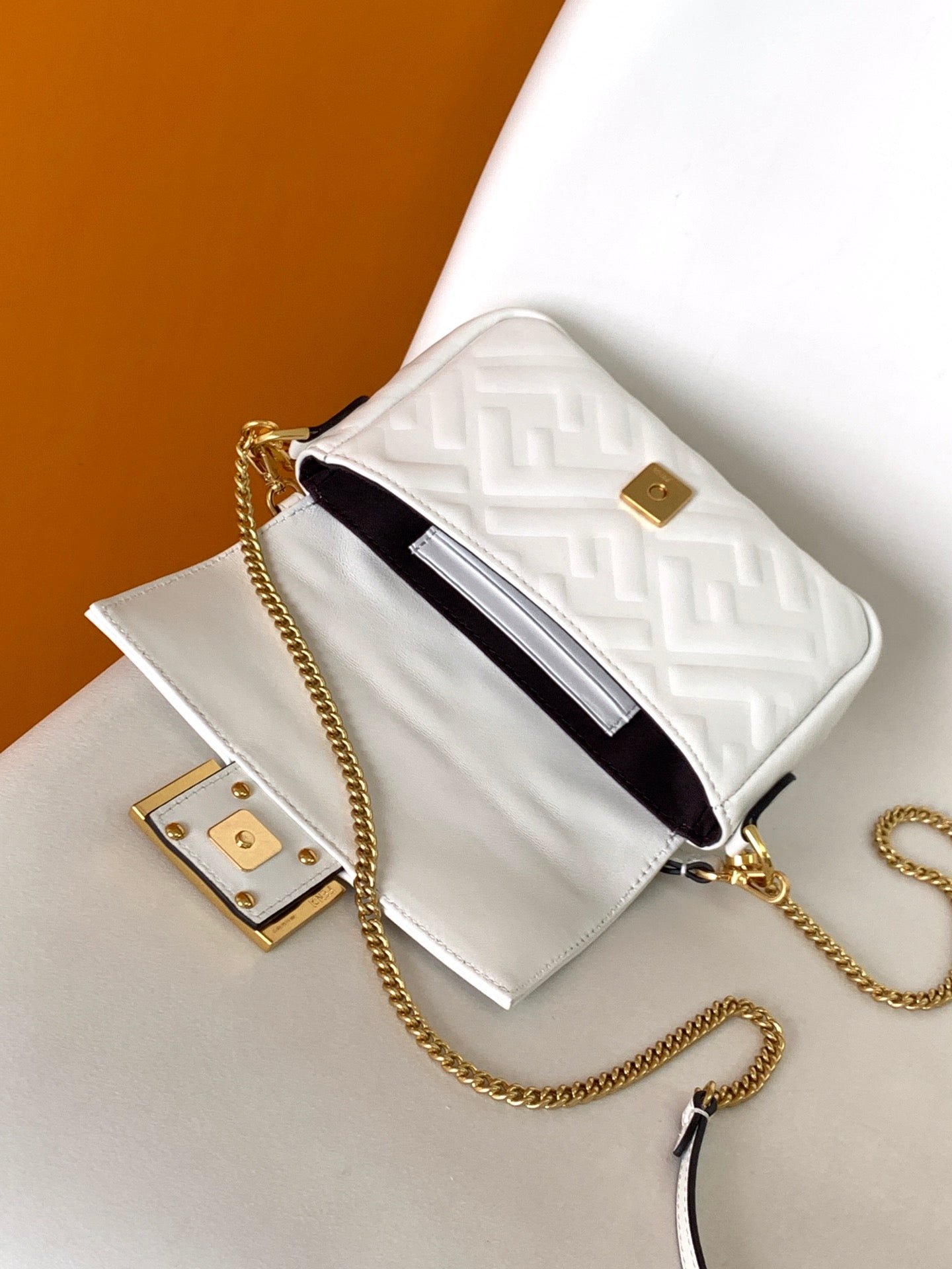 Alternative view of Fendi Mini Baguette 20 White Motif Calfskin Bag