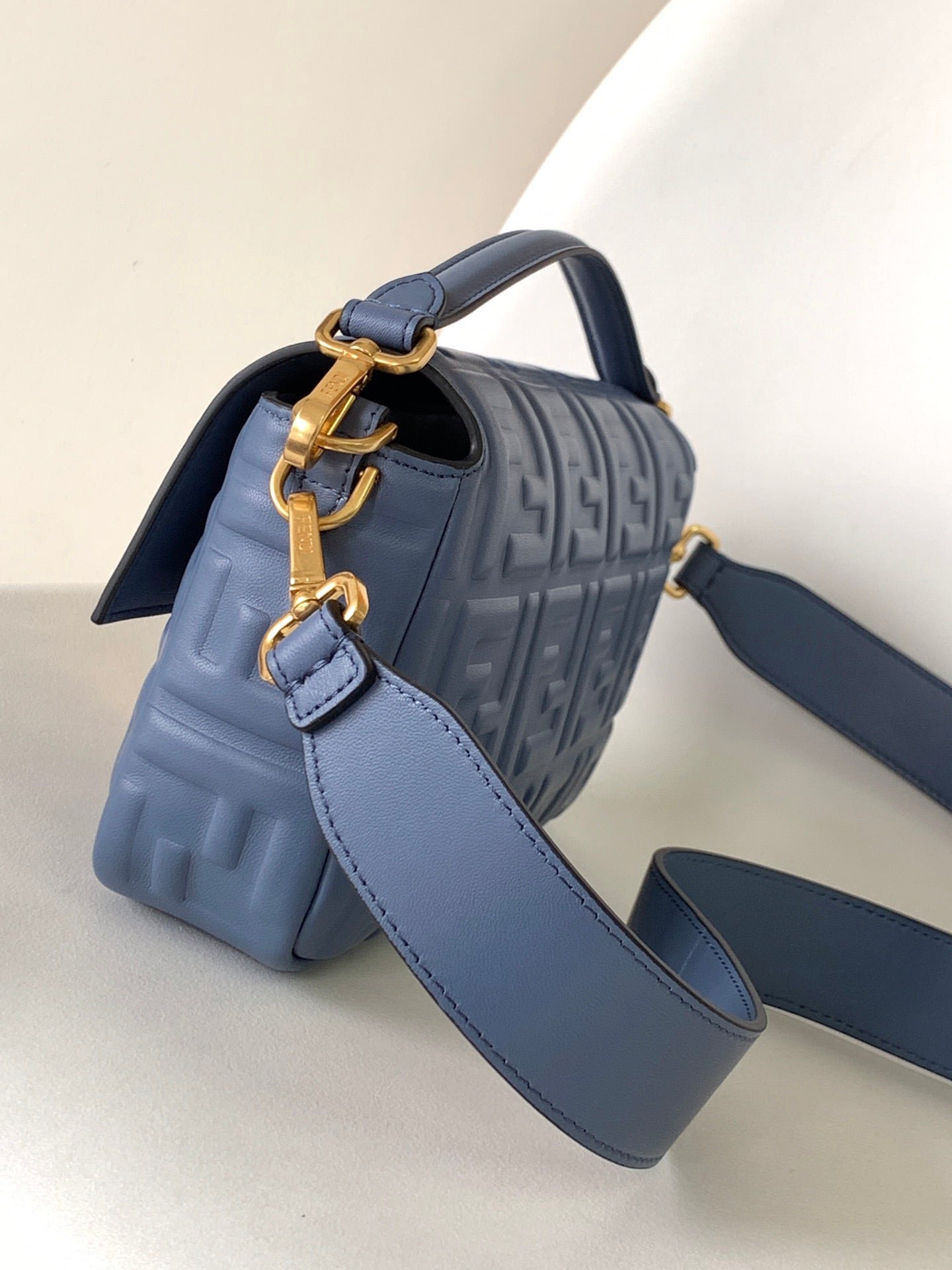 Fendi Baguette 27 Blue FF Motif Leather - Image 5