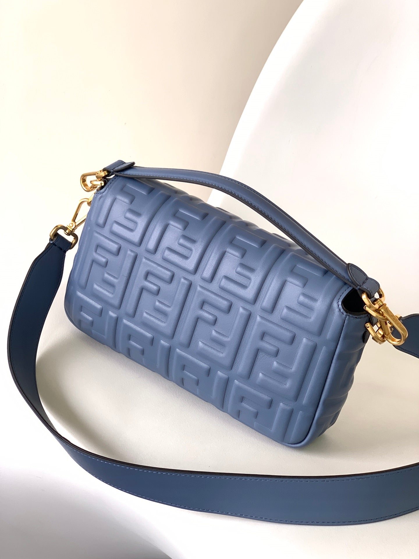 Fendi Baguette 27 Blue FF Motif Leather - Image 9