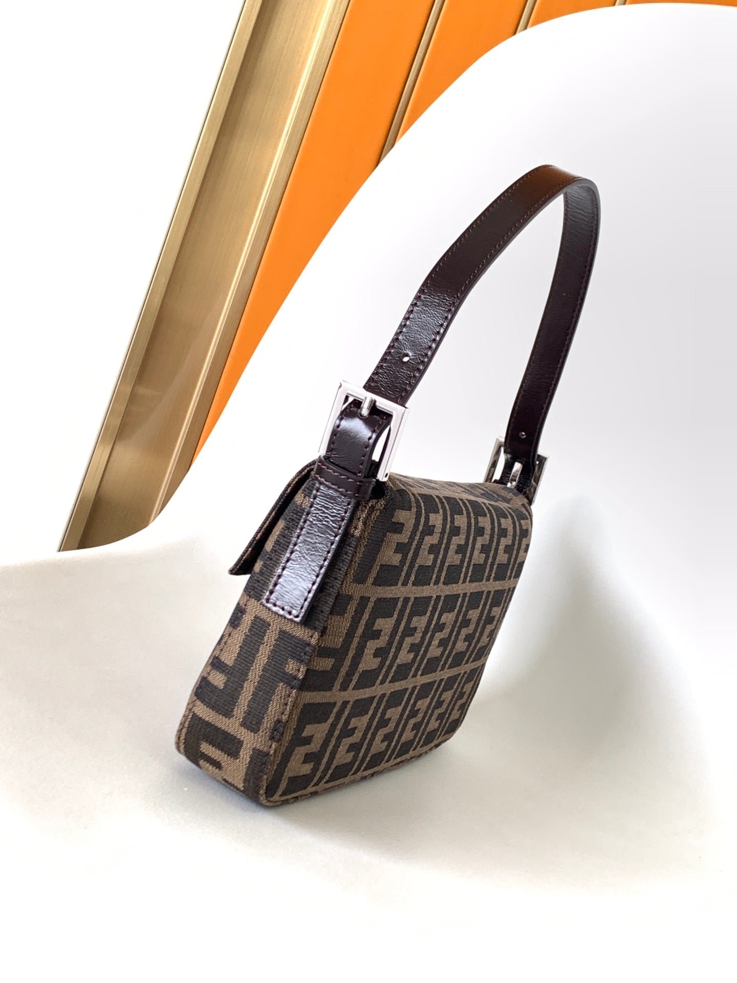 Fendi Baguette 27 Brown Jacquard Fabric Shoulder - Image 3