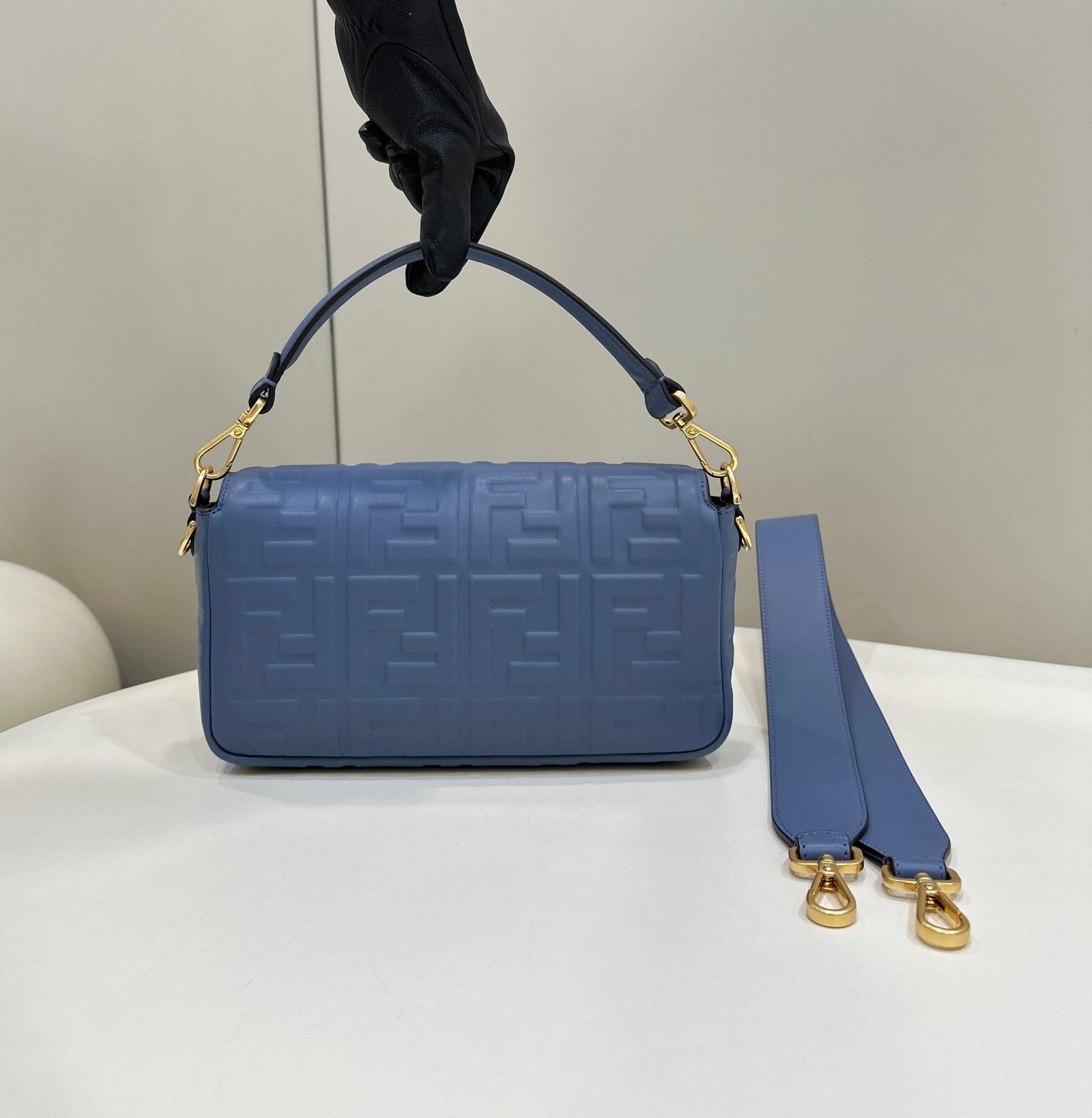 Alternative view of Fendi Baguette 27 Blue Lambskin