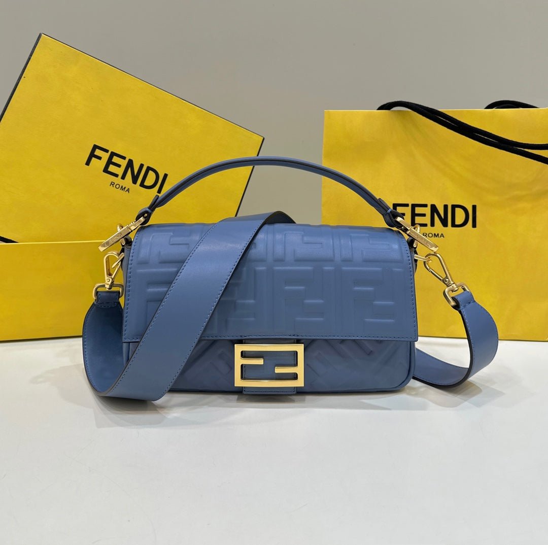 Fendi Baguette 27 Blue Lambskin