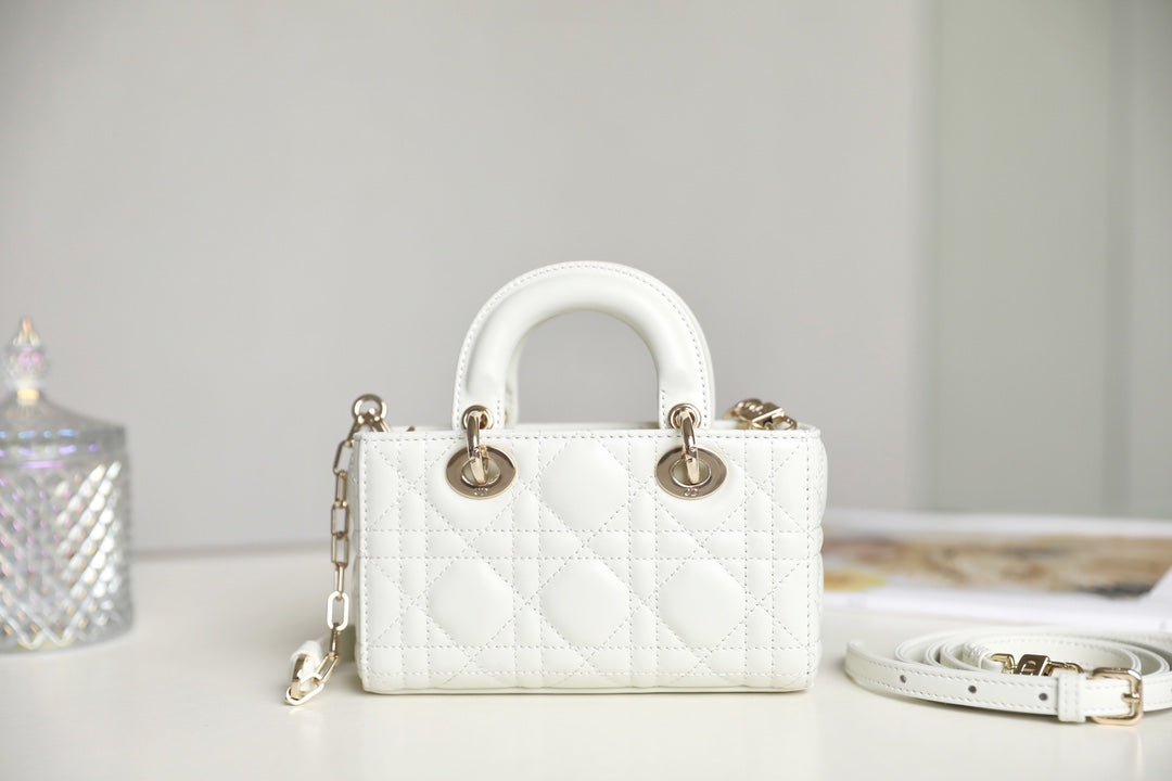 Dior Lady D-Joy Micro 16 White Lambskin Handbag - Image 3