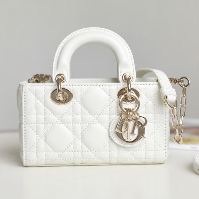 Dior Lady D-Joy Micro 16 White Lambskin Handbag