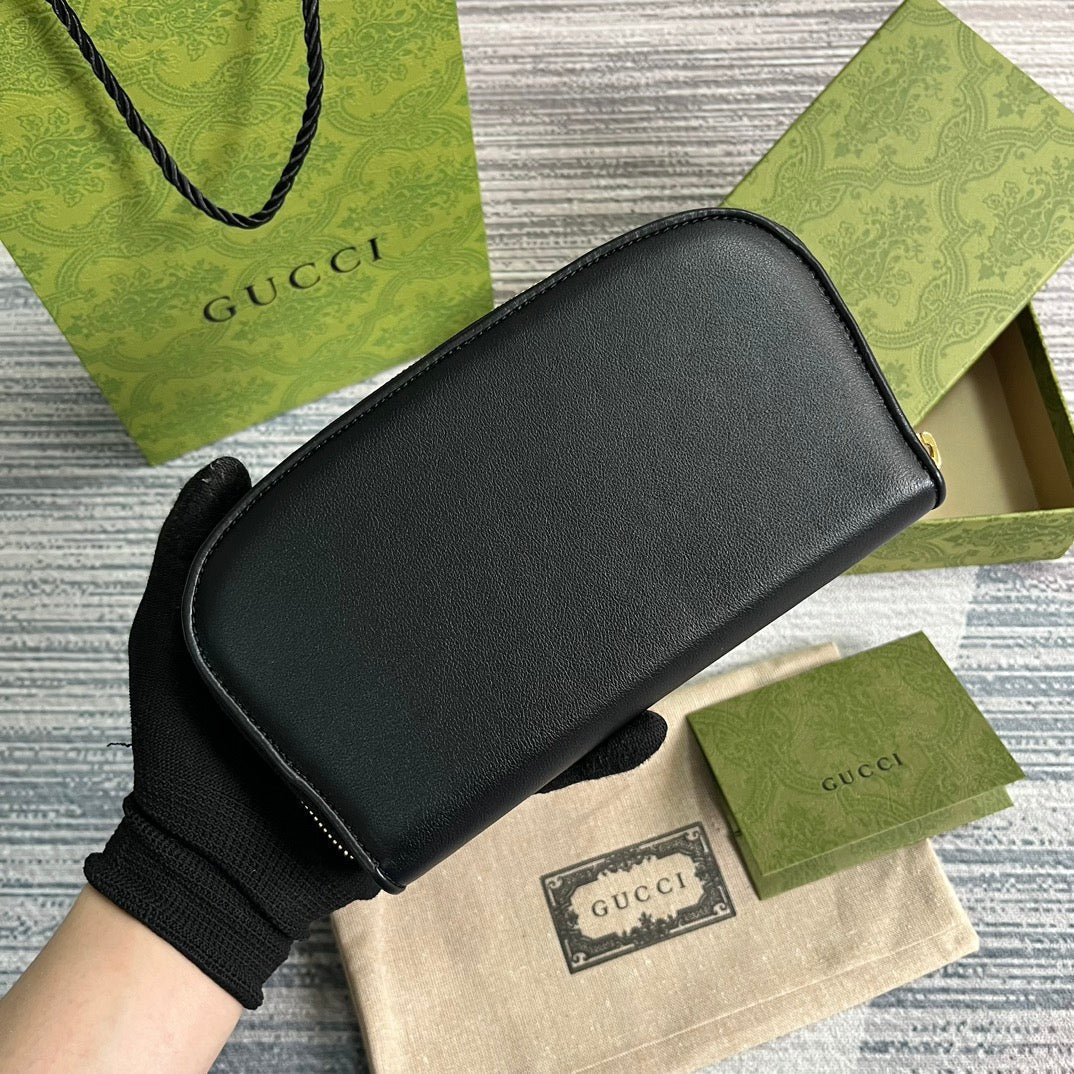 Alternative view of GUCCI BLONDIE 21 FULL ZIP WALLET IN BLACK CALFSKIN