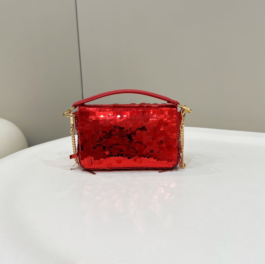 Alternative view of Fendi Baguette Mini 19 Red Sequins Gold Hardware