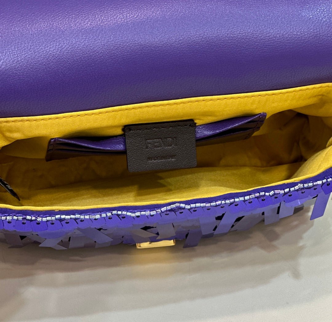 Fendi Baguette Mini 19 Grape Jelly Sequins Gold - Image 9