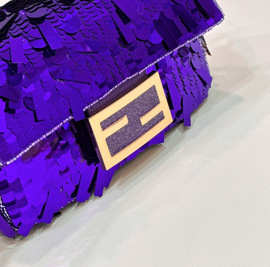Fendi Baguette Mini 19 Grape Jelly Sequins Gold - Image 7