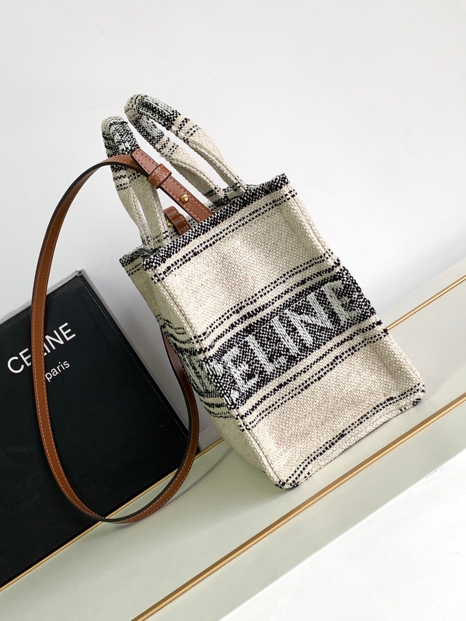 Alternative view of Celine Thais 26 Cream Stripe Tote