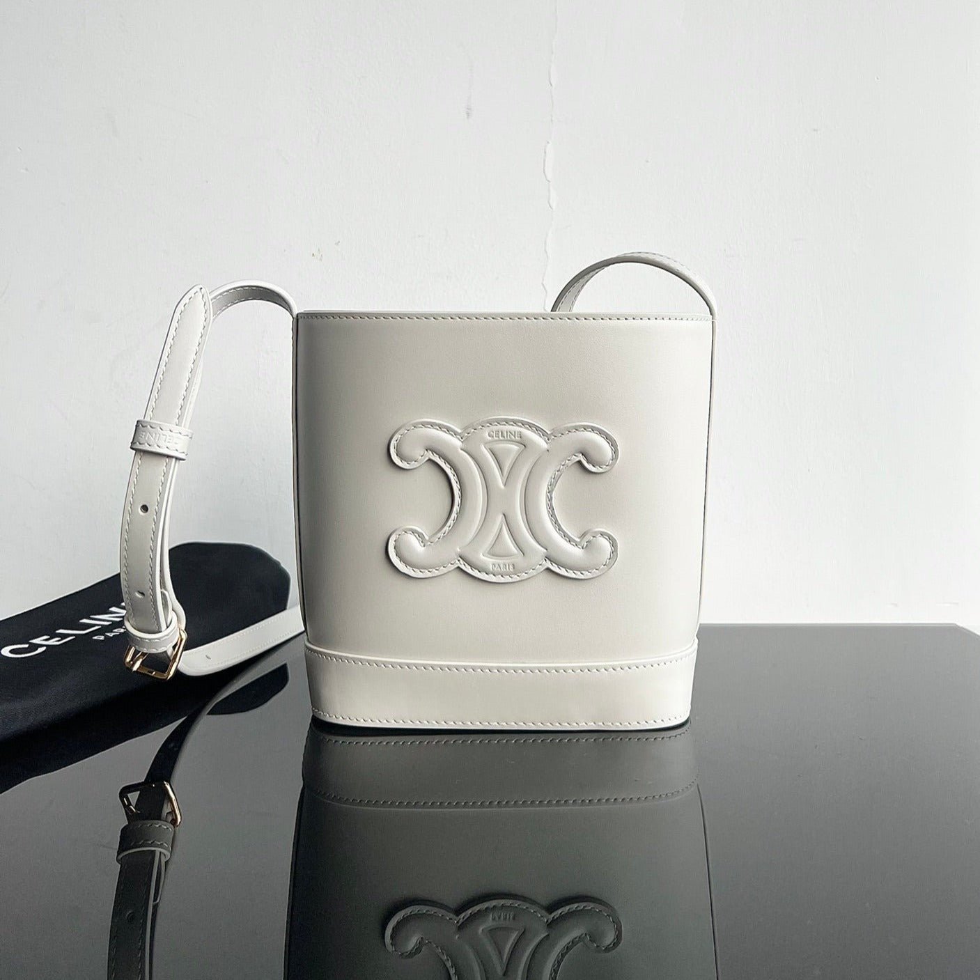 Celine Cuir Triomphe 19 Calfskin Bucket Bag