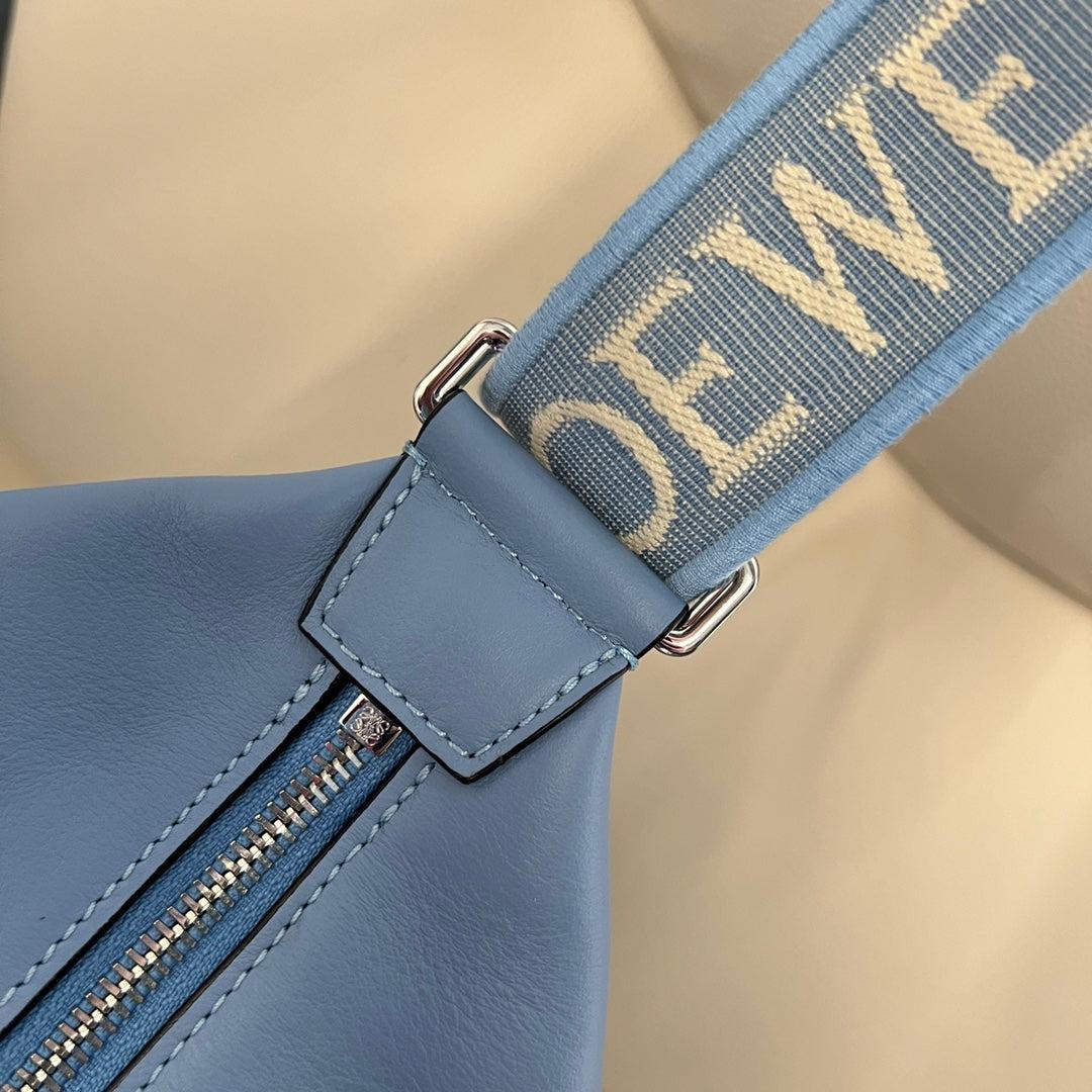 Loew Unisex Cubi Shoulder Crossbody Zipper Commuter Tote Bag Blue smooth calfskin - Image 8