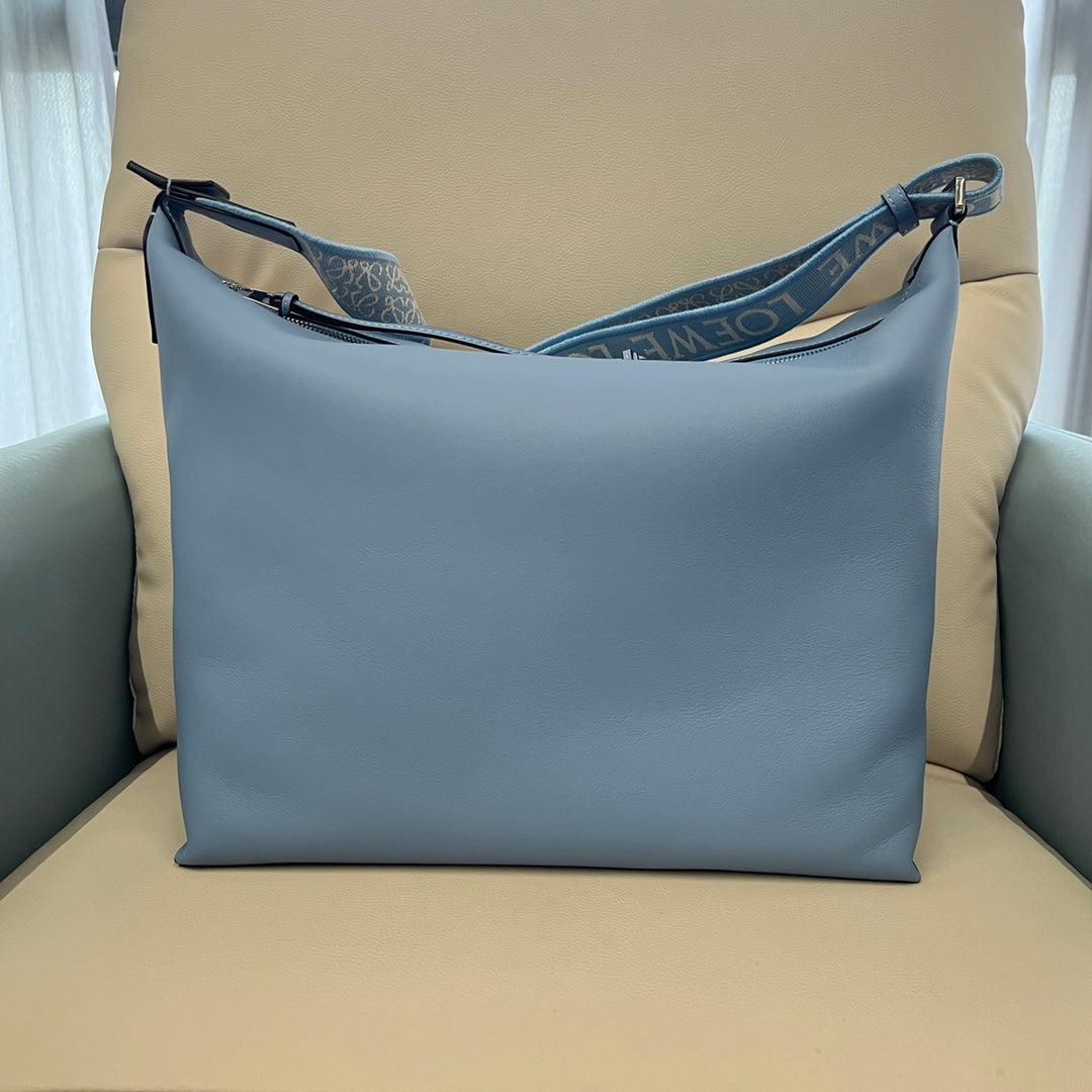 Loew Unisex Cubi Shoulder Crossbody Zipper Commuter Tote Bag Blue smooth calfskin - Image 3