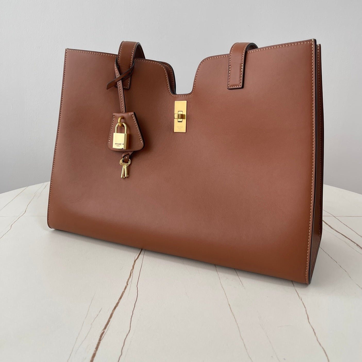 Alternative view of Celine Cabas 37 Brown Calfskin Tote