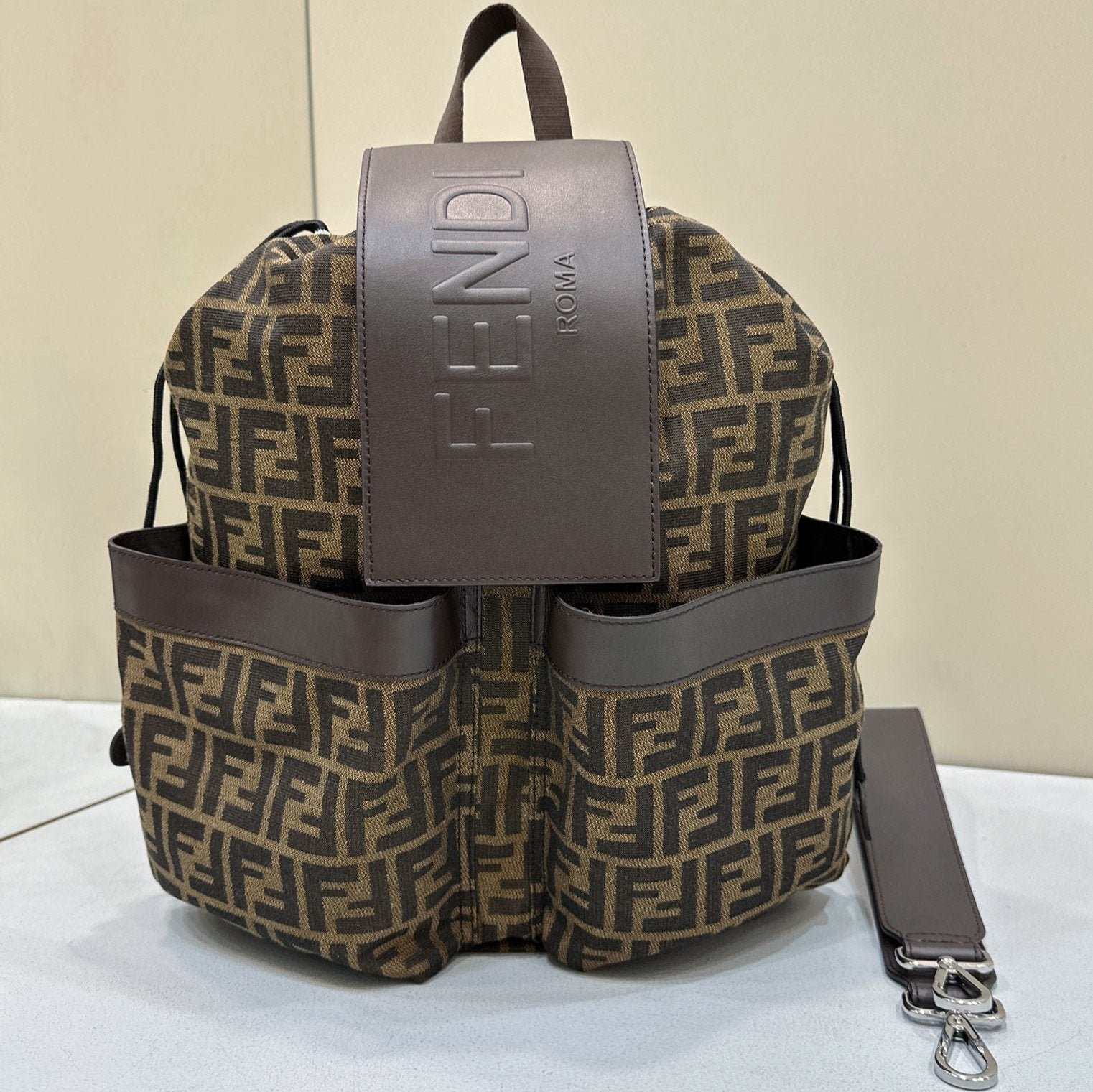 Fendi Strike 41 Mocha Brown Jacquard Fabric