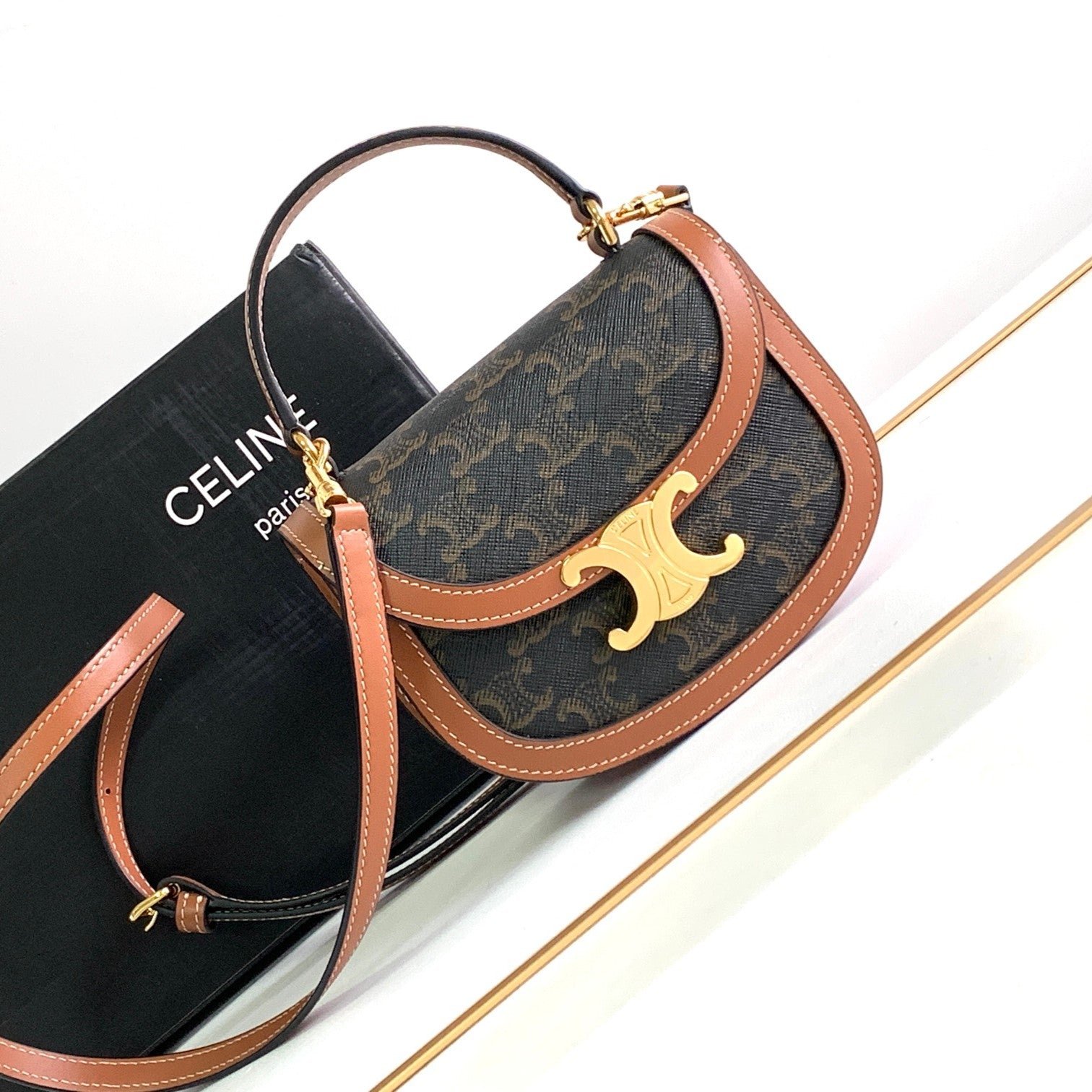 Celine Triomphe Brown Canvas