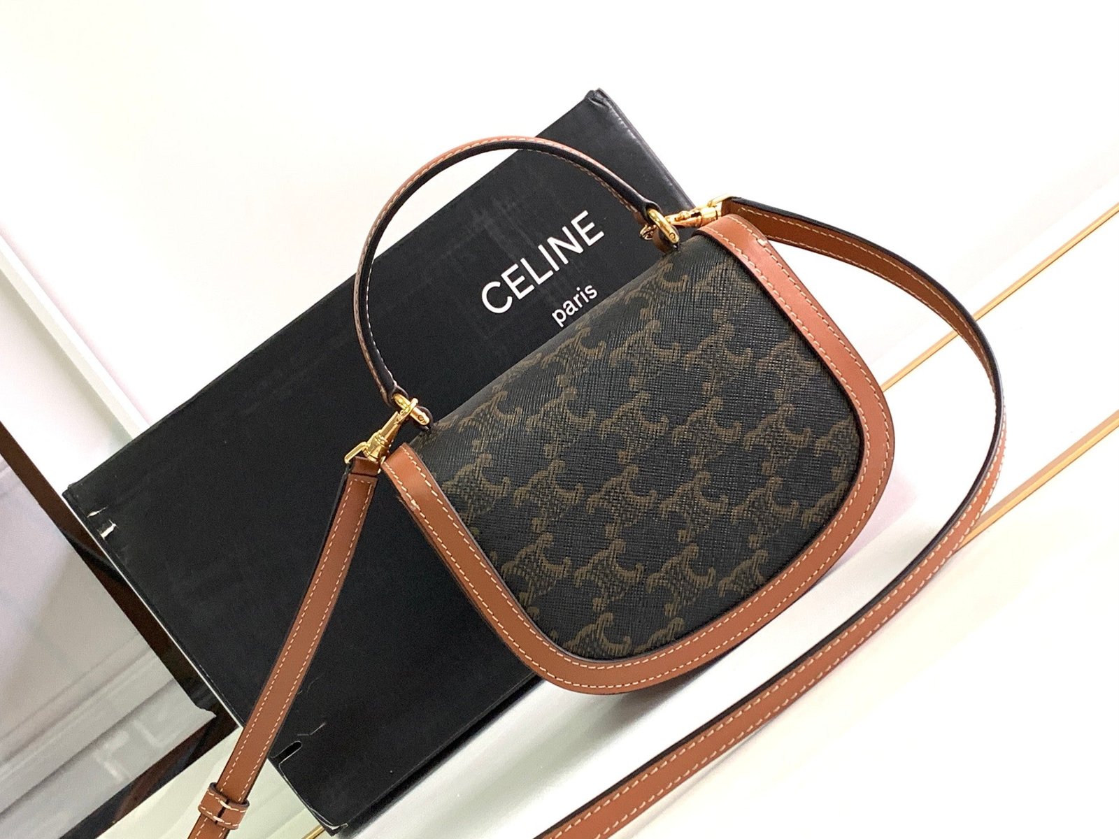 Celine Triomphe Brown Canvas - Image 3