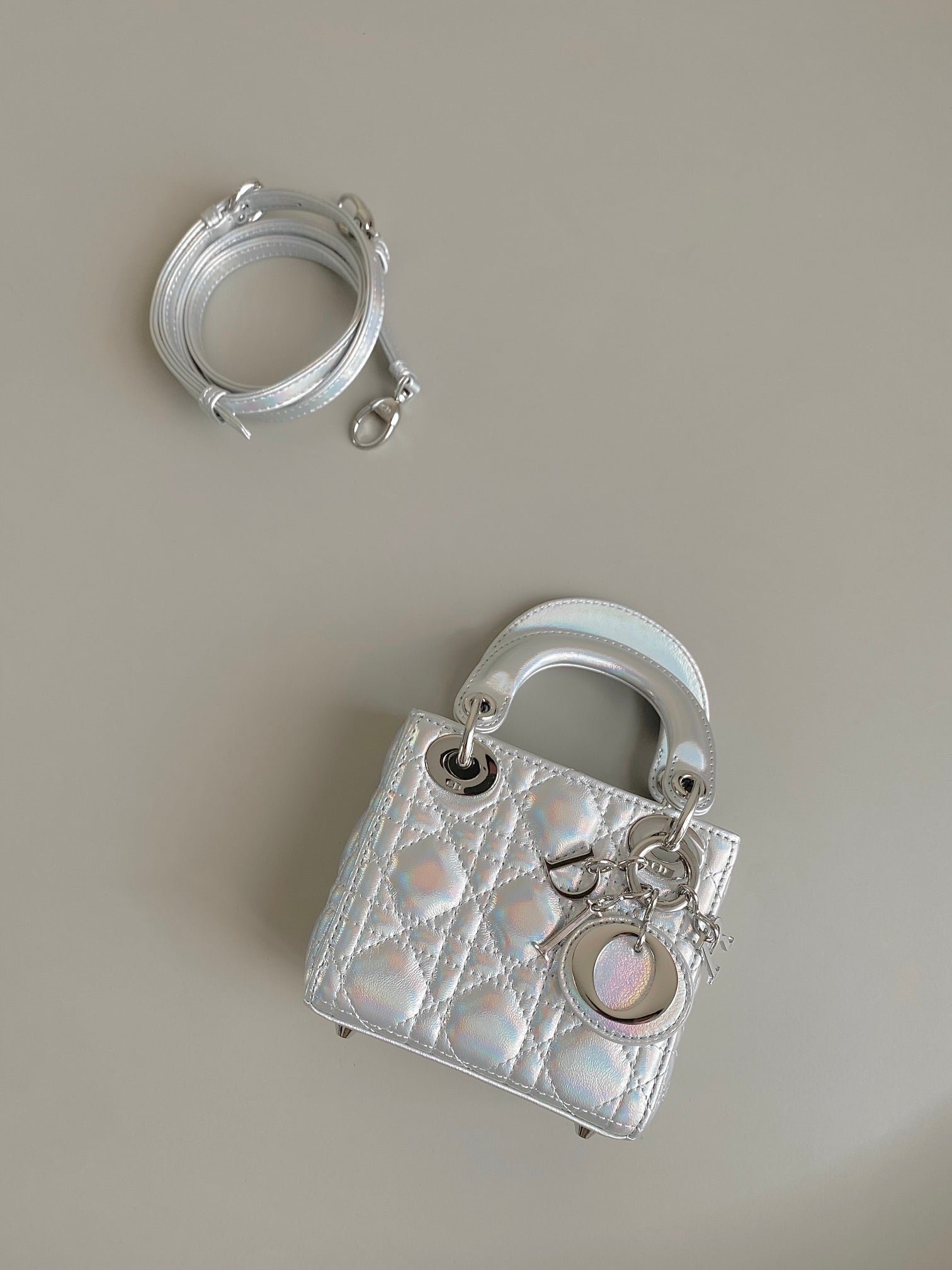 Alternative view of Dior Micro Lady 12 Lambskin Bag Silver