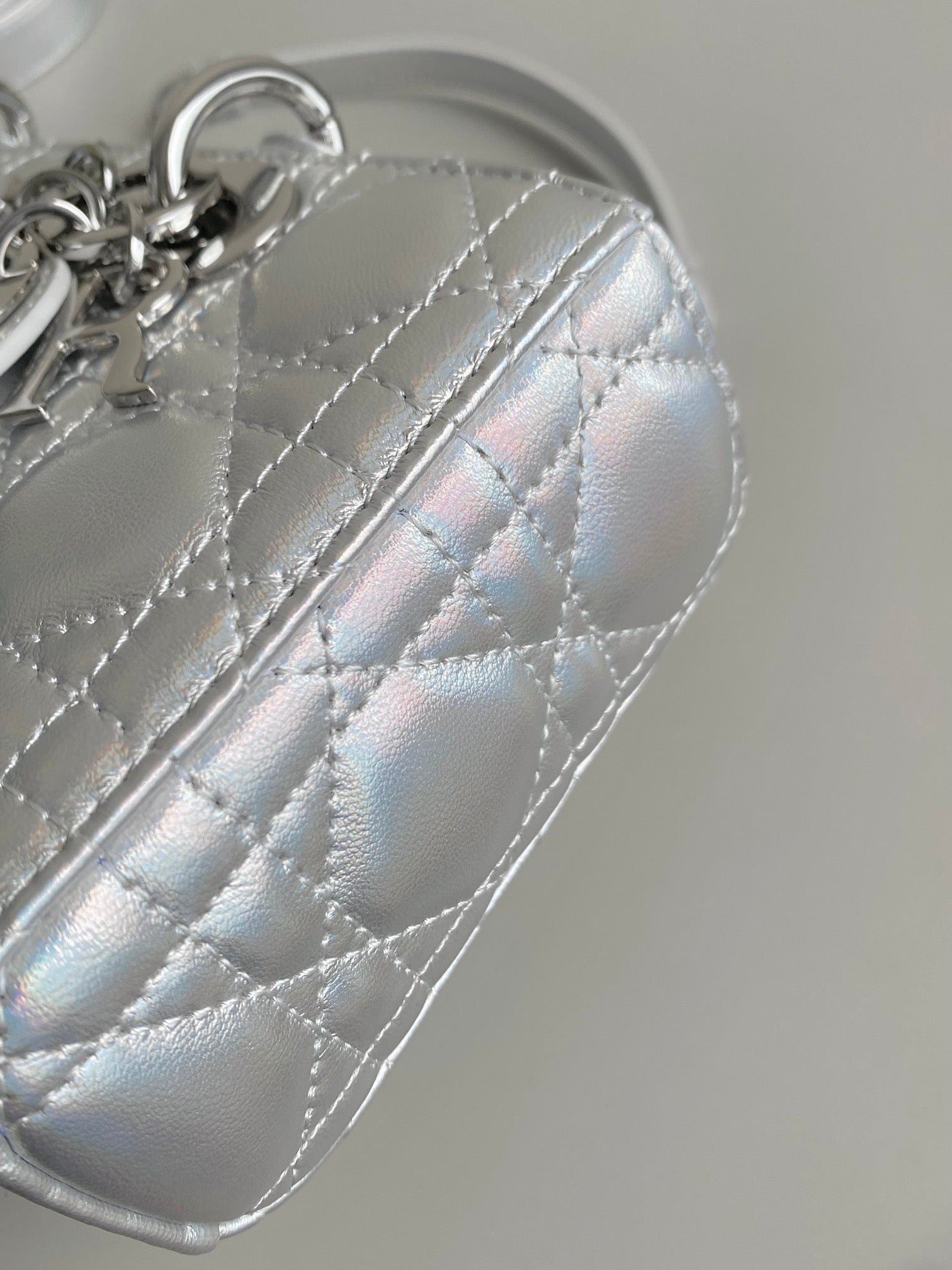 Dior D-Joy 22 Lambskin Bag Silver - Image 8