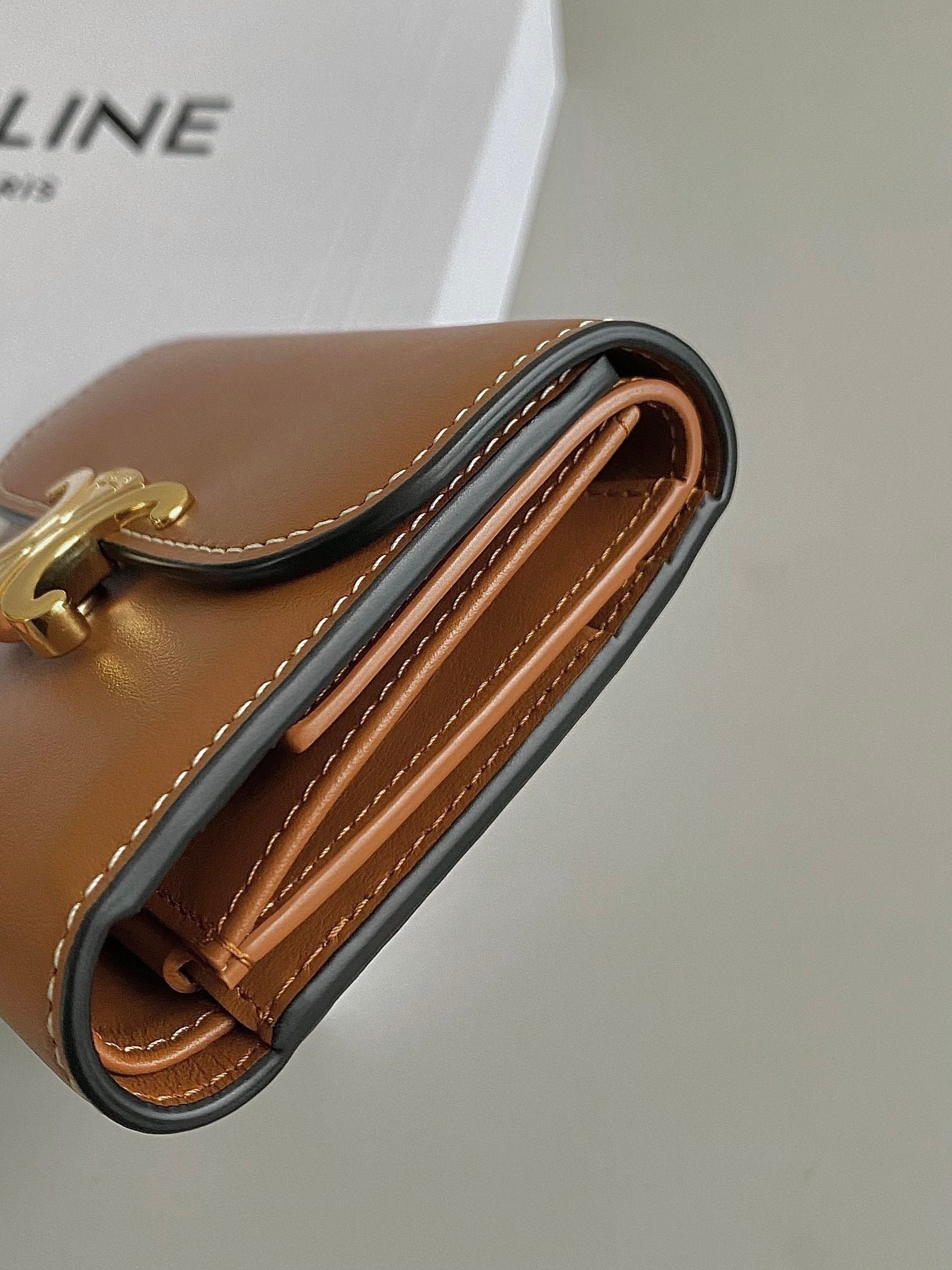 CELINE Tan Triomphe Short Wallet - Image 5