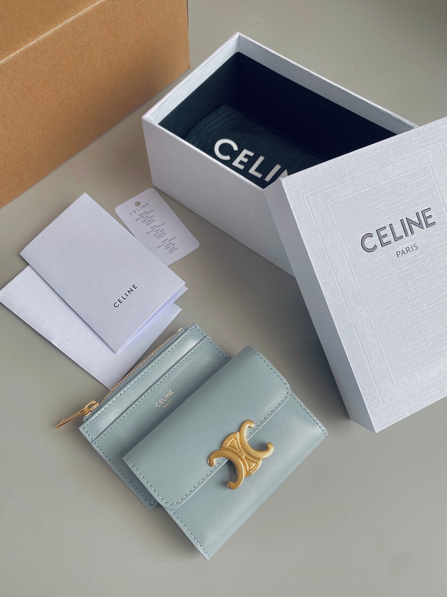Alternative view of CELINE TRIOMPHE 9 WALLET TWO-IN-ONE GLACIER BLUE CALFSKIN