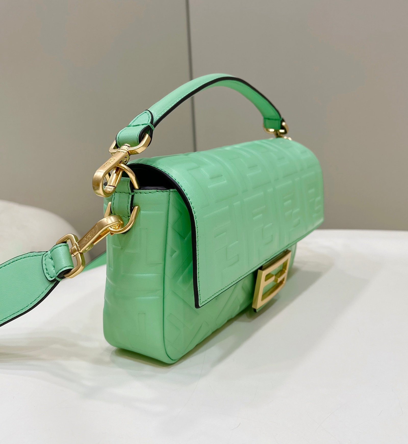 Alternative view of Fendi Baguette 27 Green Lambskin Bag