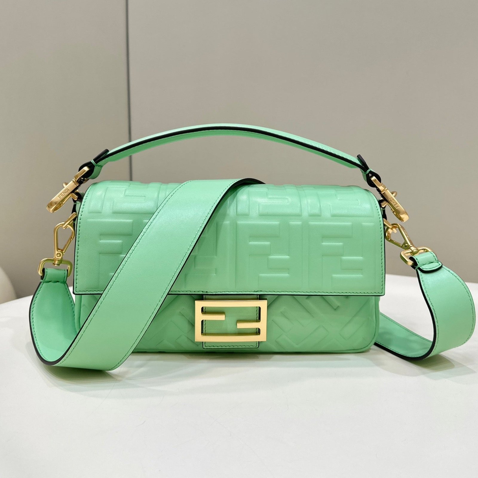 Fendi Baguette 27 De York Green Soft Lambskin