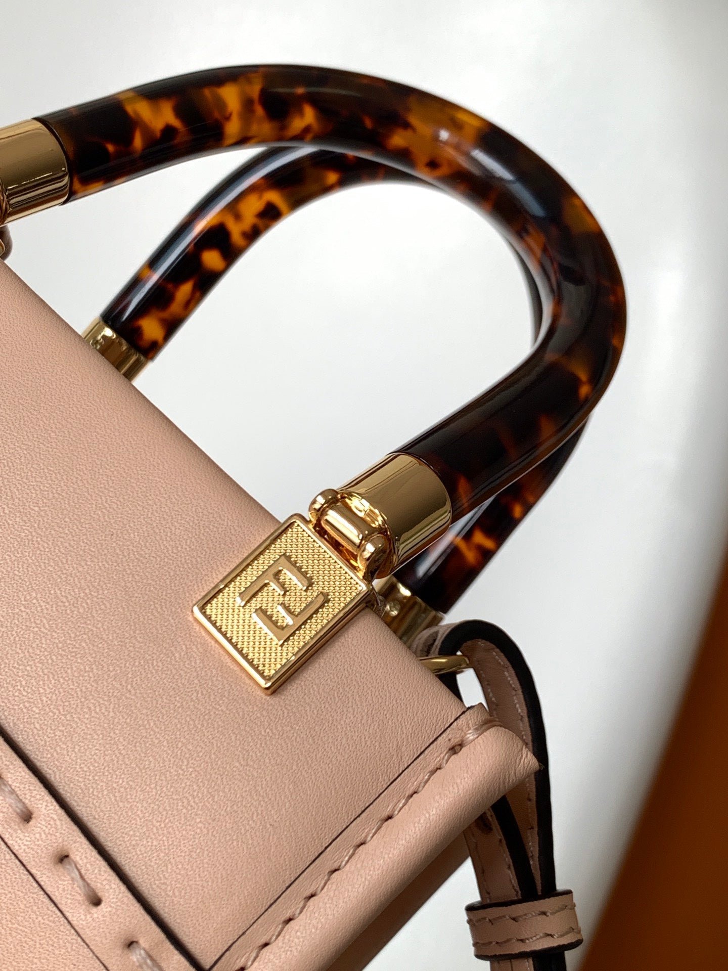 Fendi Mini Sunshine Shopper 18 Peach Calfskin Bag - Image 4