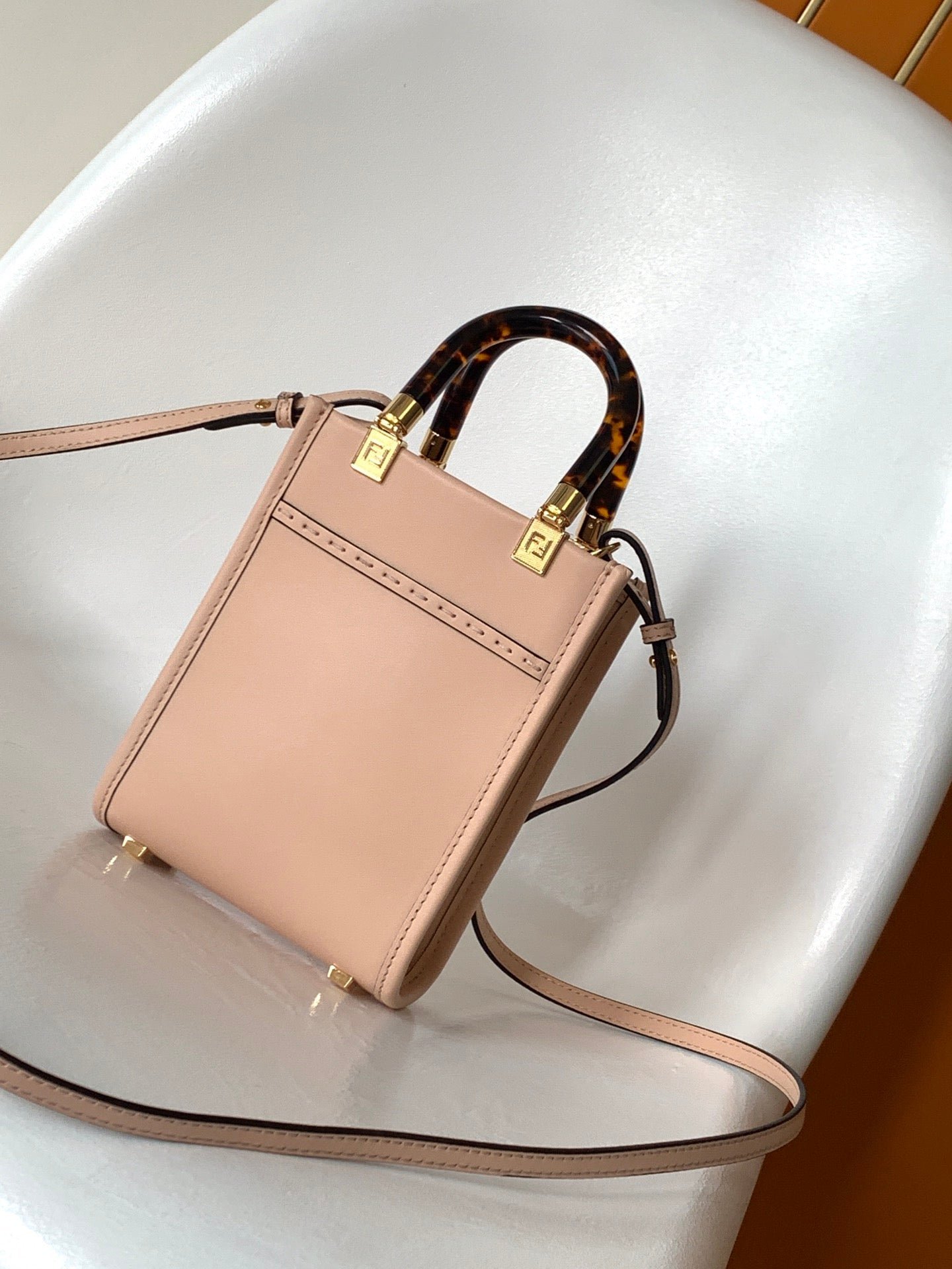 Alternative view of Fendi Mini Sunshine Shopper 18 Peach Calfskin Bag