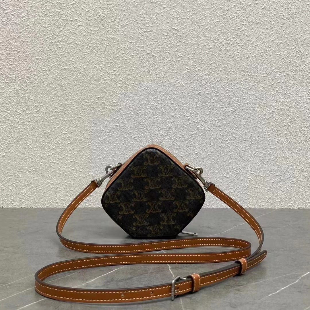 Celine Cube Box Triomphe Canvas Calfskin