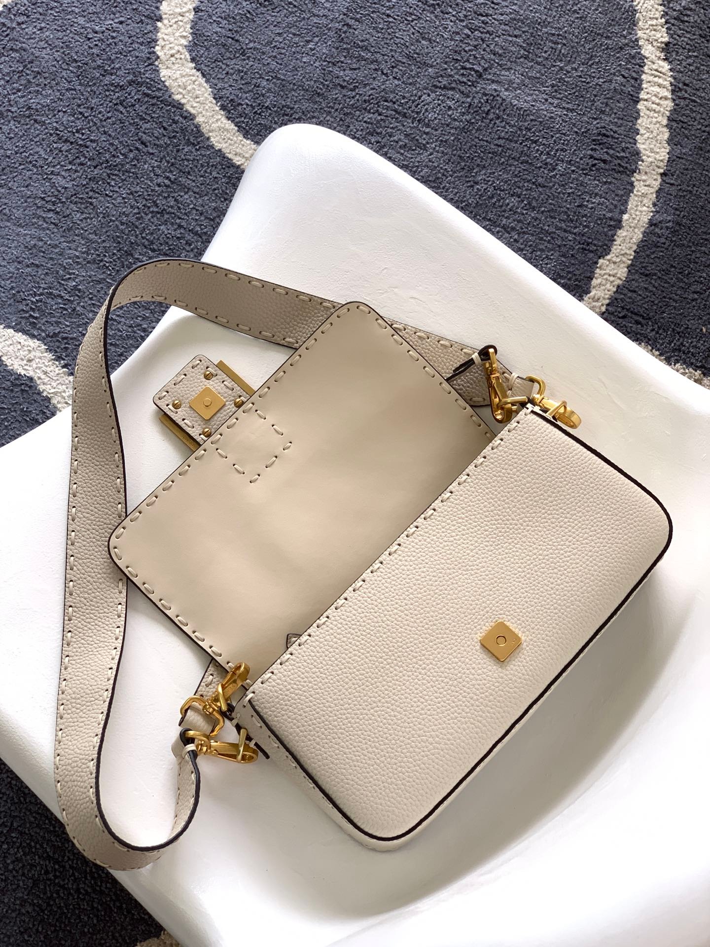 Alternative view of Fendi Baguette 27 Beige Calfskin Bag