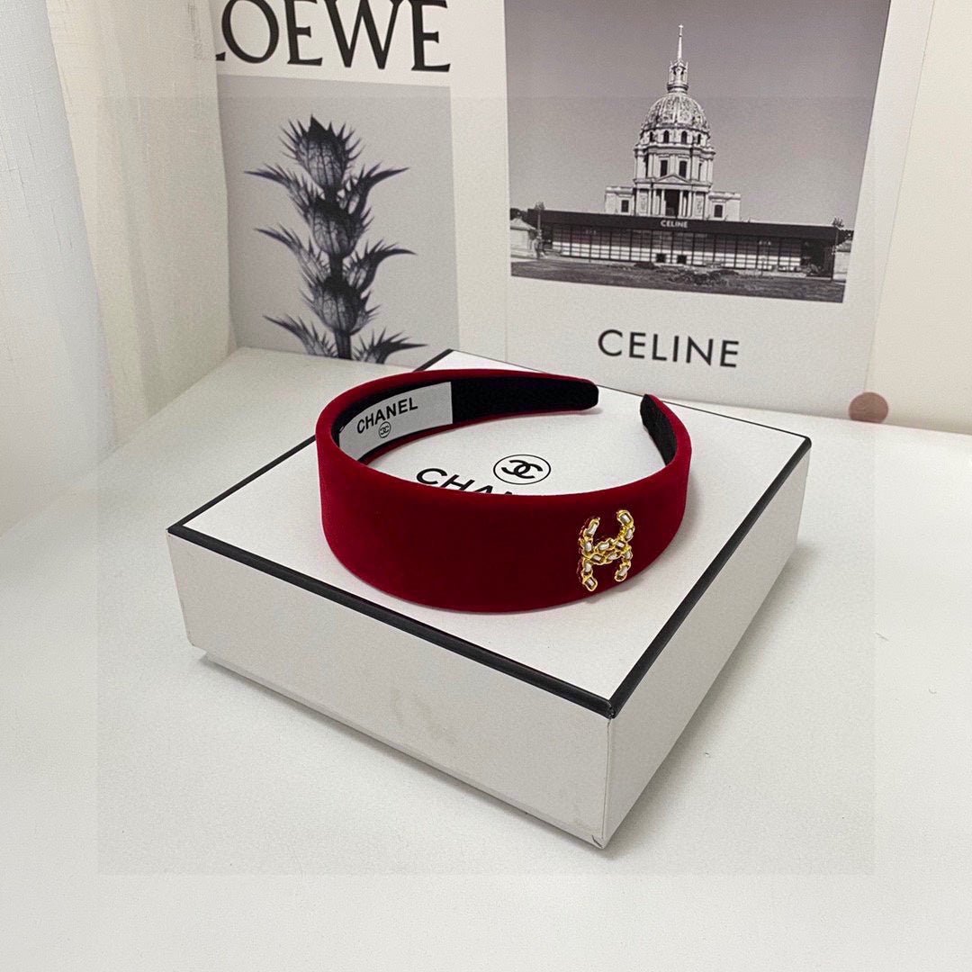 CHANEL RUBY RED VELVET HAIRBAND 832222 - Image 8