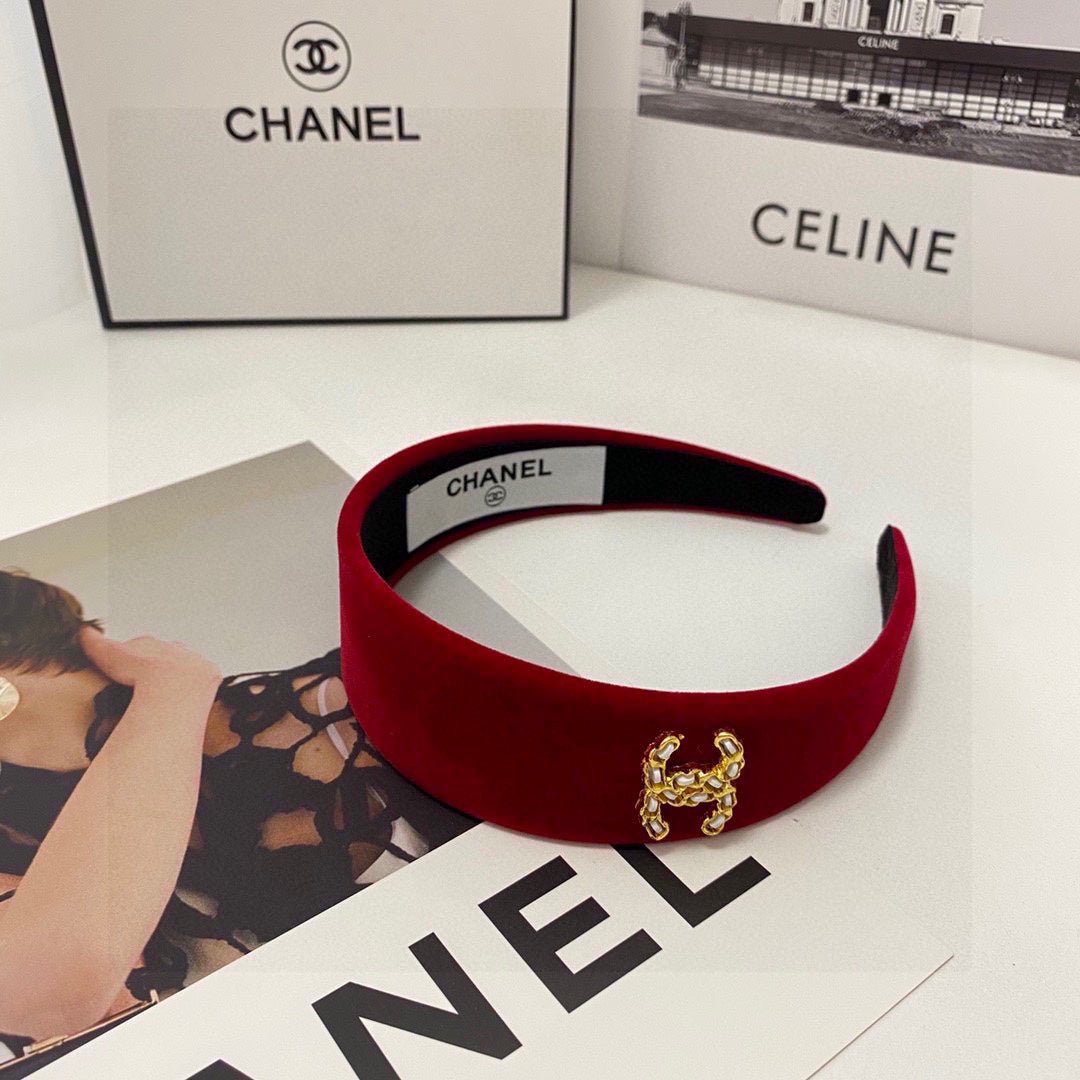 CHANEL RUBY RED VELVET HAIRBAND 832222 - Image 4