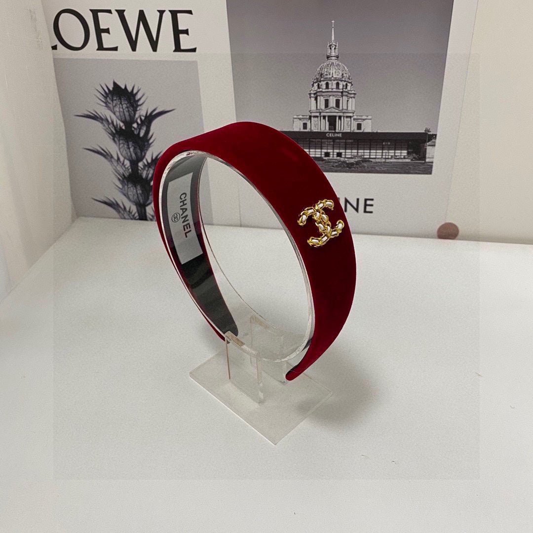 CHANEL RUBY RED VELVET HAIRBAND 832222 - Image 5