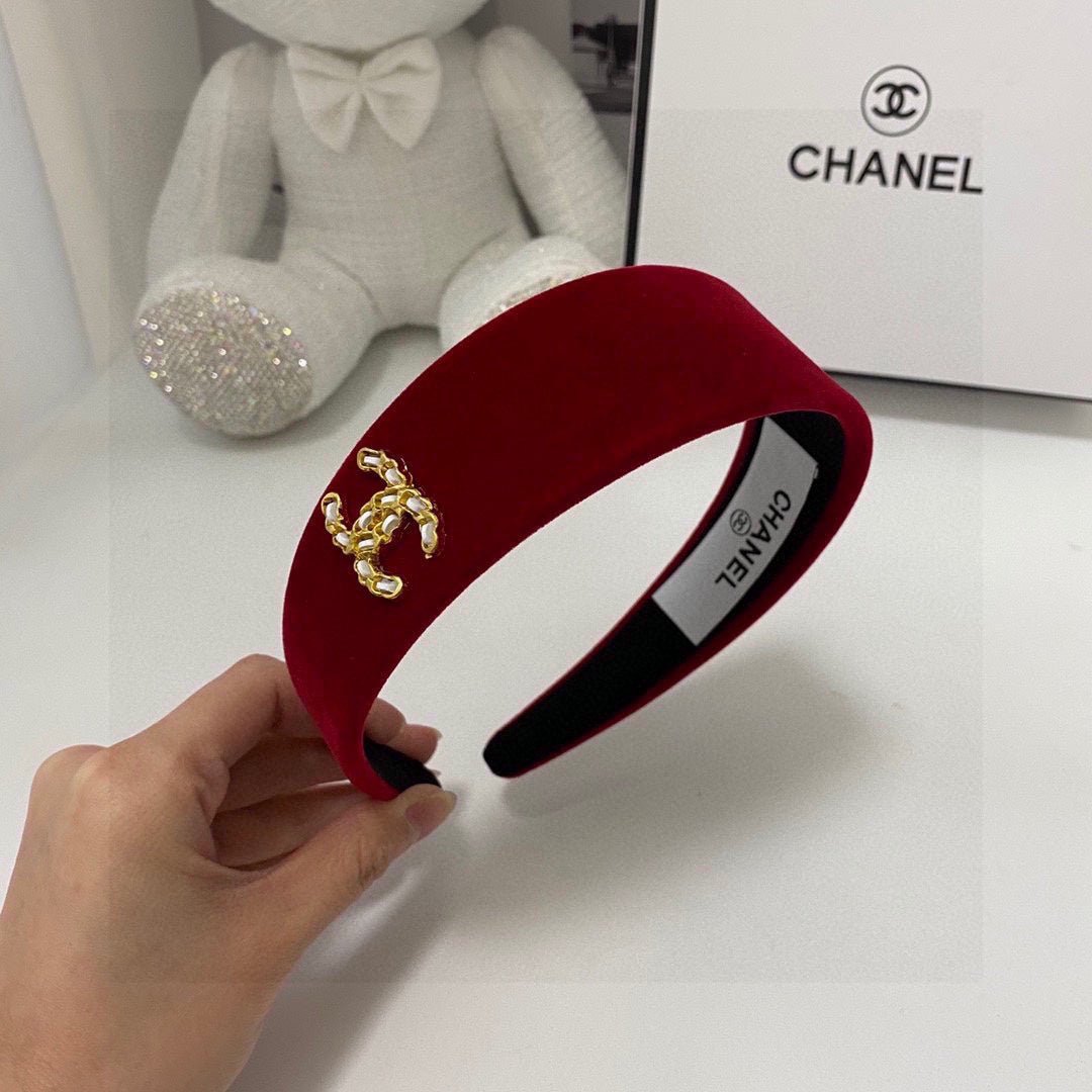 CHANEL RUBY RED VELVET HAIRBAND 832222 - Image 7