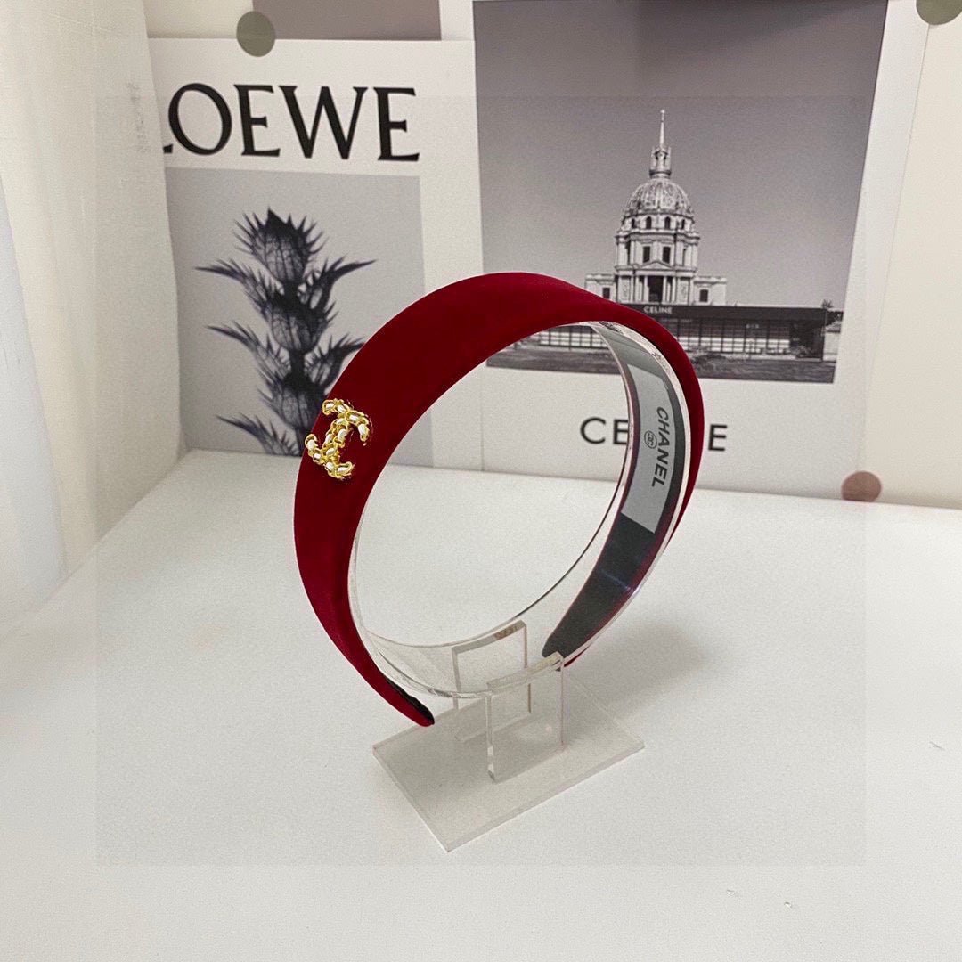 CHANEL RUBY RED VELVET HAIRBAND 832222 - Image 3
