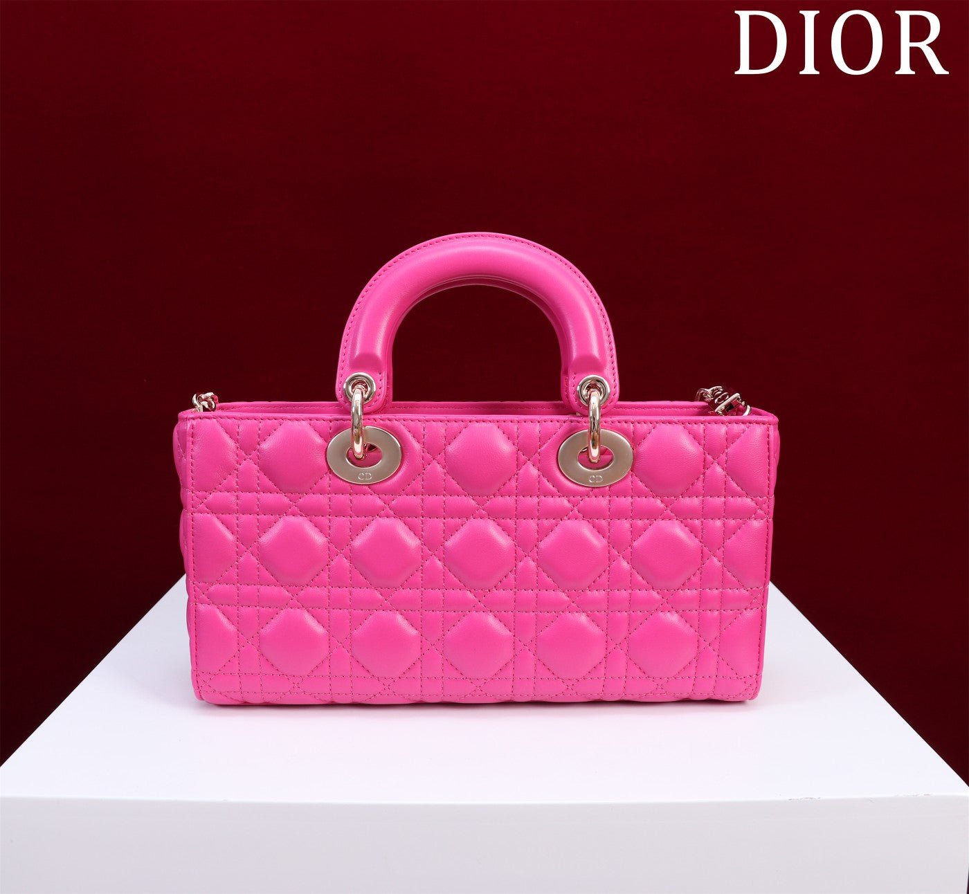 Alternative view of Dior Lady D-Joy 26 Hot Pink Lambskin Hand Tote