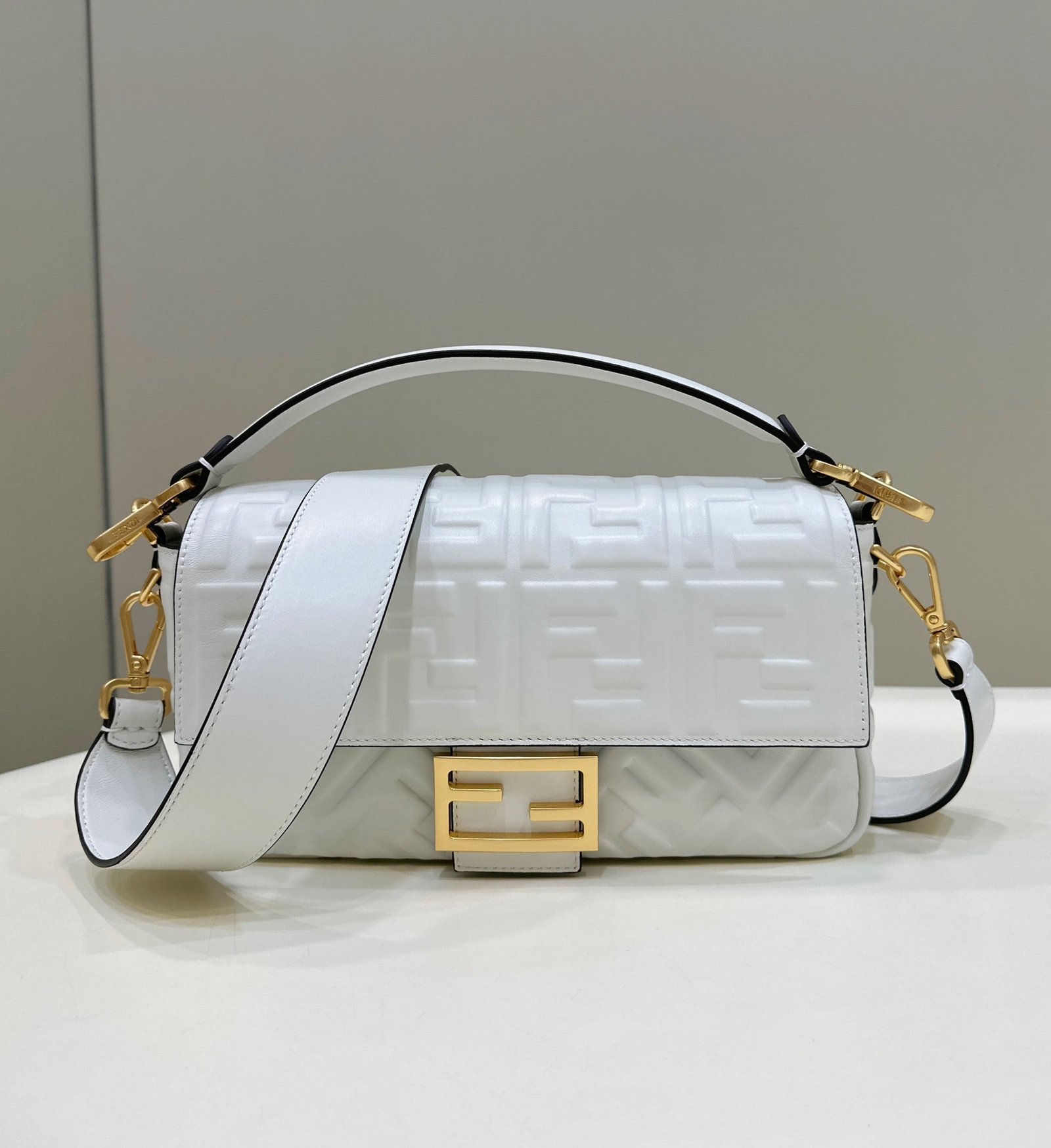Fendi Baguette 27 Grey Lambskin