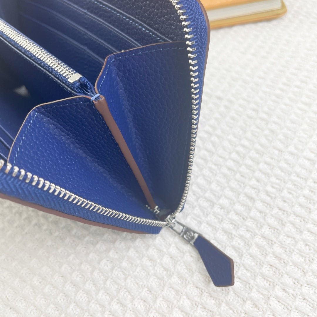 HERMES SILK'IN HOLED CLASSIC WALLET 20 COBALT GRAINED CALFSKIN - Image 6