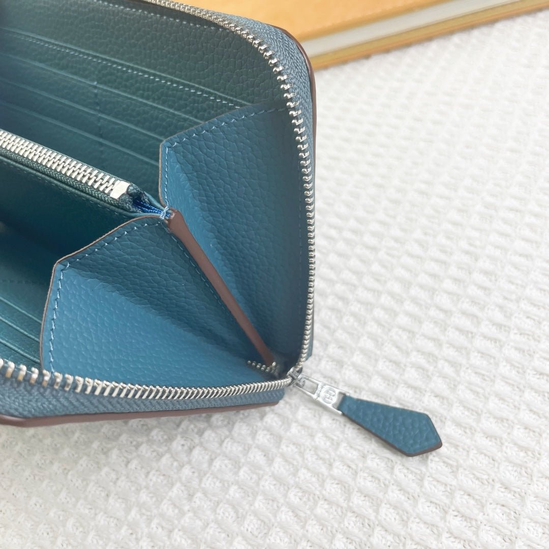 HERMES SILK'IN HOLED CLASSIC WALLET 20 CERULEAN GRAINED CALFSKIN - Image 6