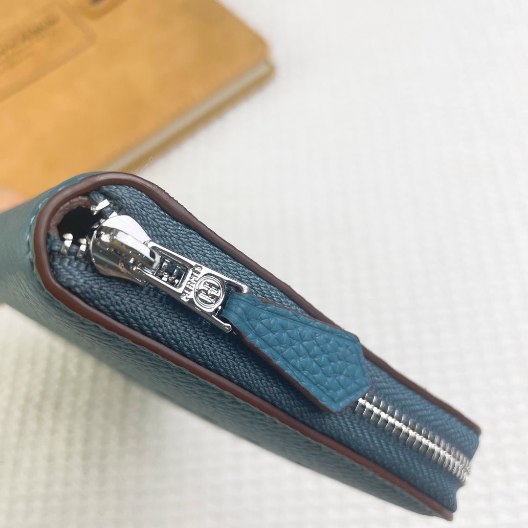HERMES SILK'IN HOLED CLASSIC WALLET 20 CERULEAN GRAINED CALFSKIN - Image 5