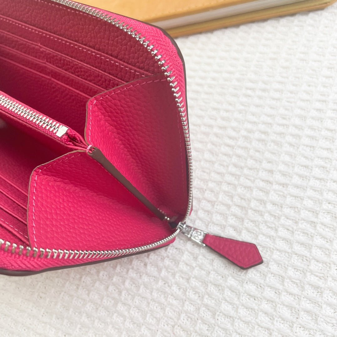 HERMES SILK'IN CLASSIC WALLET 20 RED PINK GRAINED CALFSKIN - Image 5